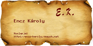 Encz Károly névjegykártya